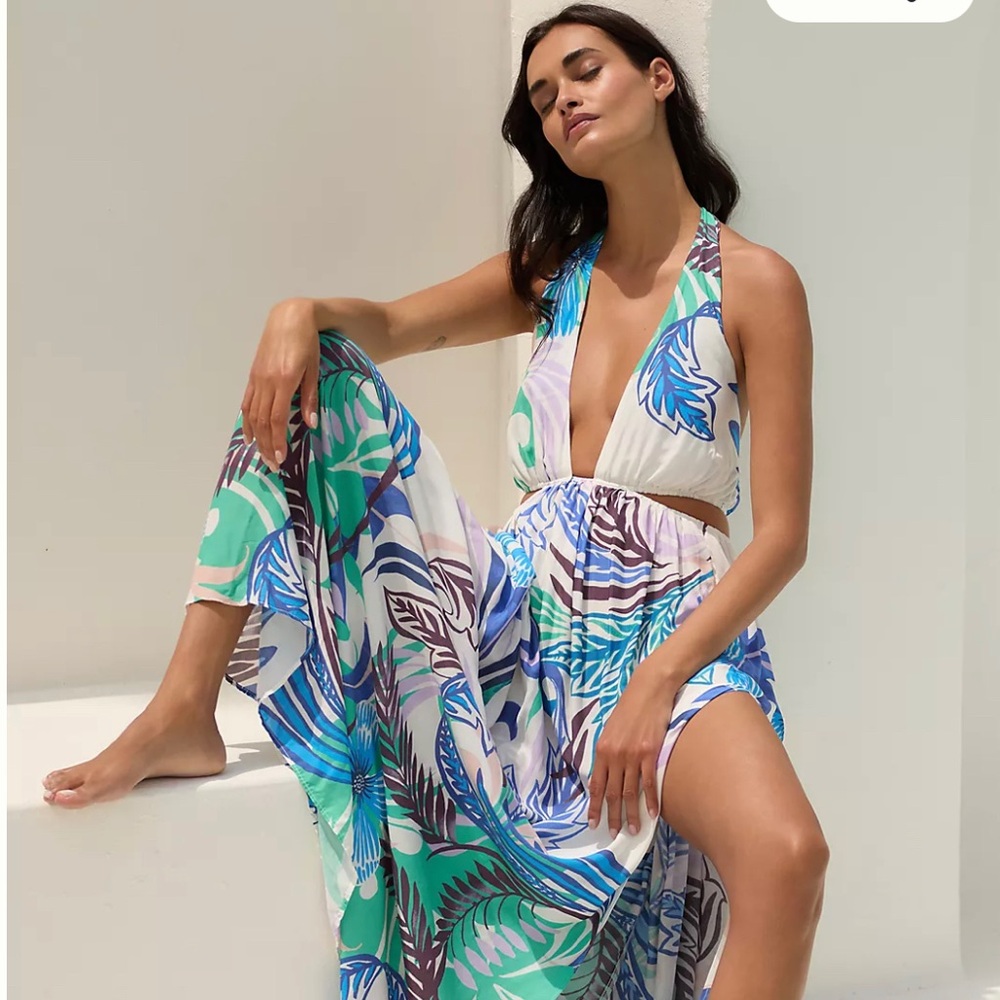 By Anthropologie Plunge Cutout Maxi Dress / Coverup